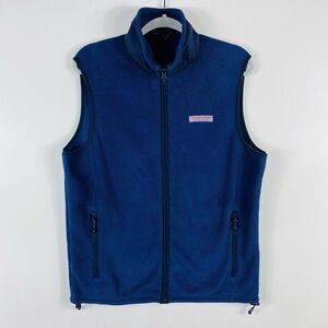 Vineyard Vines Size Small Fleece Harbor Vest Navy Blue Full Zip Pockets
